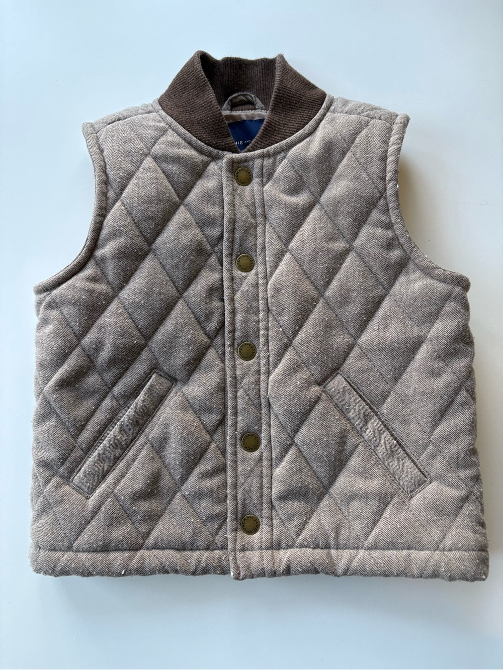 Janie and Jack Brown Quilted Herringbone Vest